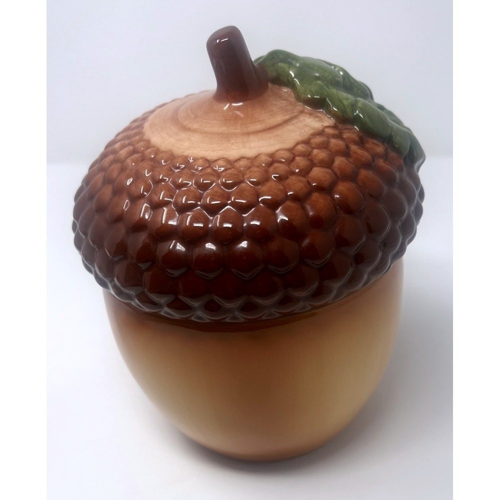 Vtg. Fall Ceramic Acorn‎ Candy/Cookie  Cannister/ Jar With Lid - Picture 5 of 16